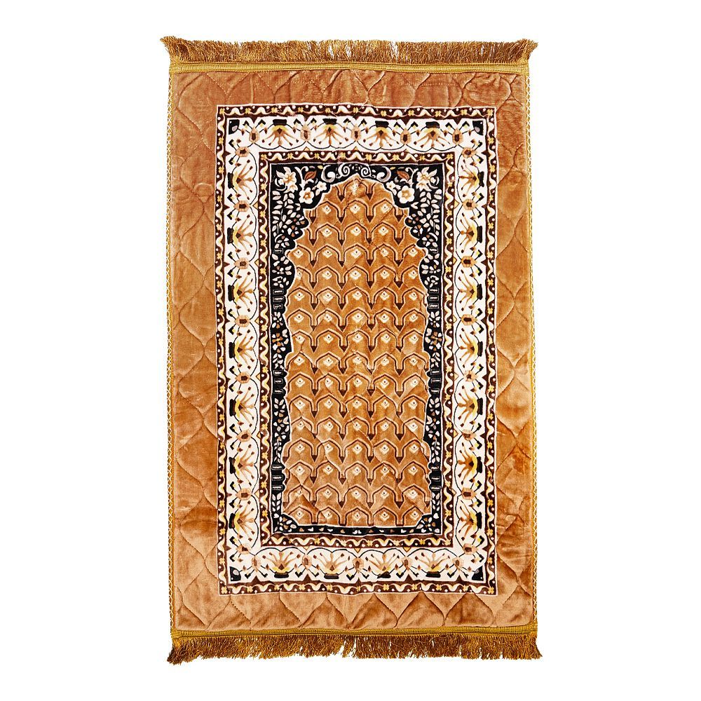 Plushmink Sujood Printed Single Janamaz/Prayer Mat, Gift Box, Fawn, F404049