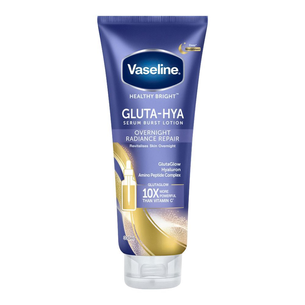 Vaseline Healthy Bright Gluta-Hya Over Night Radiance Repair Serum Burst Lotion, Revitalizes Skin Overnight, 330ml