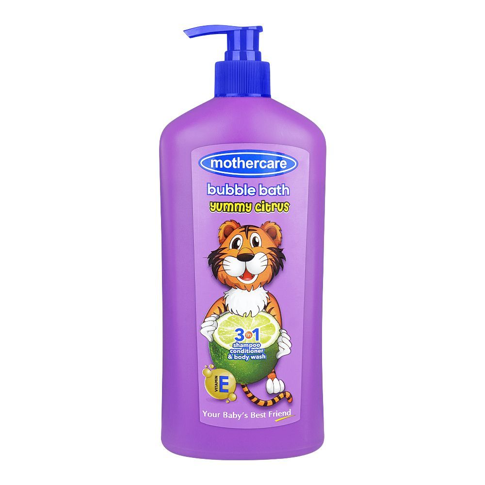 Mothercare Bubble Bath Yummy Citrus 3in1 Shampoo, Conditioner & Body Wash, Vitamin E, 550ml