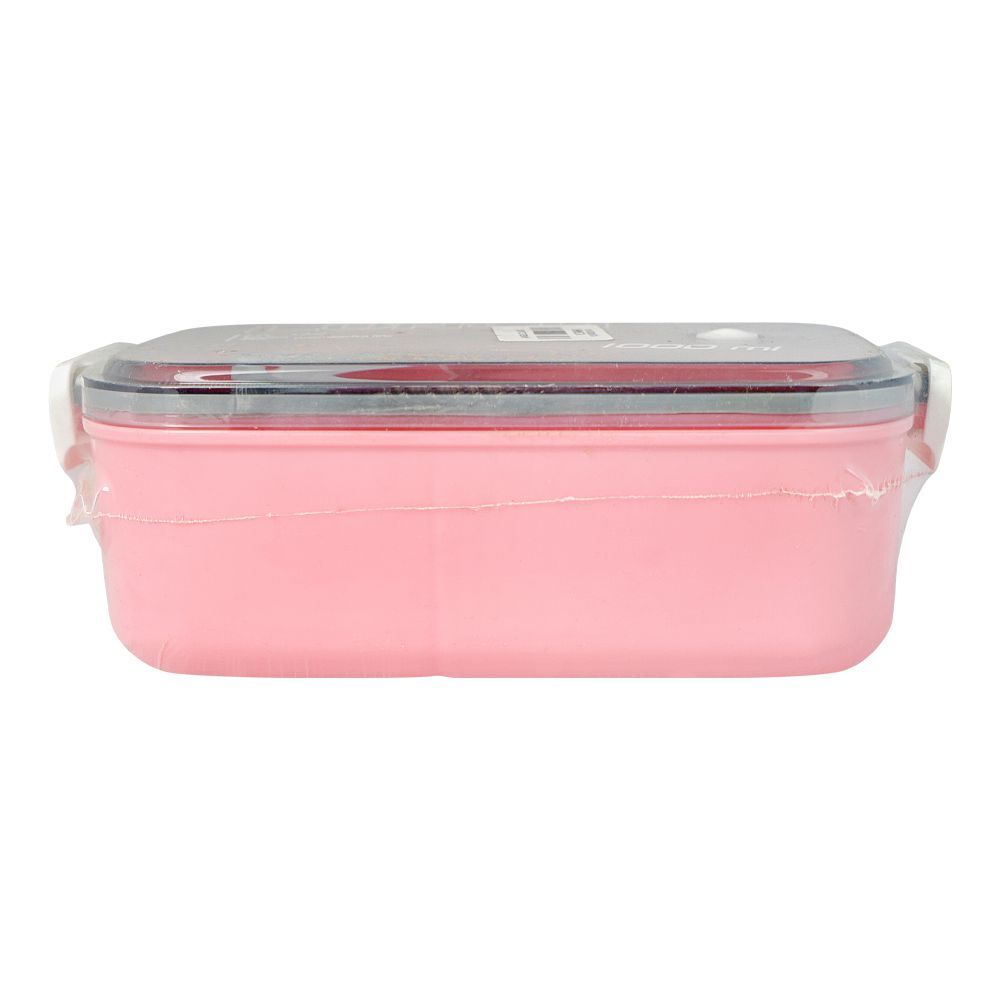 Plastic Lunch Box With 2 Compartments & Cutlery, 1000ml Capacity, Pink, Yc9008