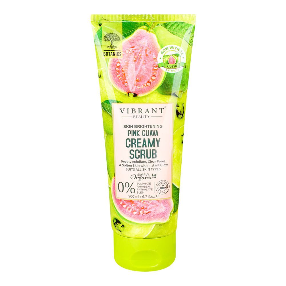 Vibrant Beauty Skin Brightening Pink Guava Creamy Scrub, For All Skin Types, Sulphate, Paraben & Phthalate Free, 200ml