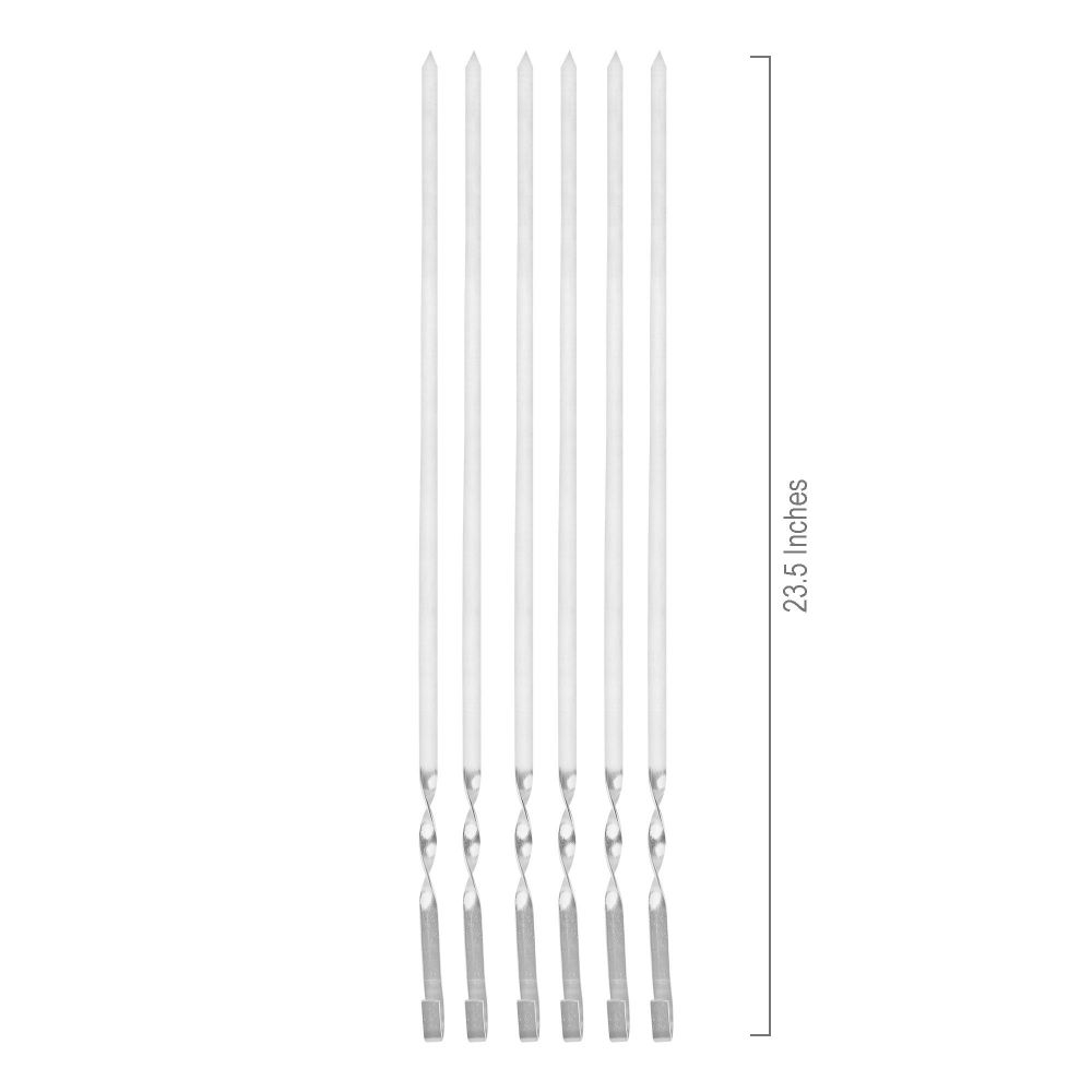 Shangrilla BBQ Stick Plain Iron China Patti Large, 23.5 Inches BBQ Sticks, Ideal For Seekh Kebab, BBQ, Tikka Boti, 6-Pack