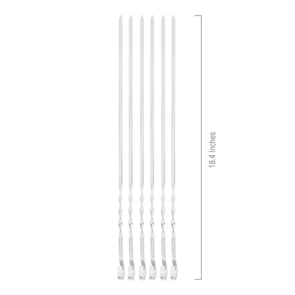 Shangrilla BBQ Stick Plain Iron China Patti Medium, 18.4 Inches BBQ Sticks, Ideal For Seekh Kebab, BBQ, Tikka Boti, 6-Pack