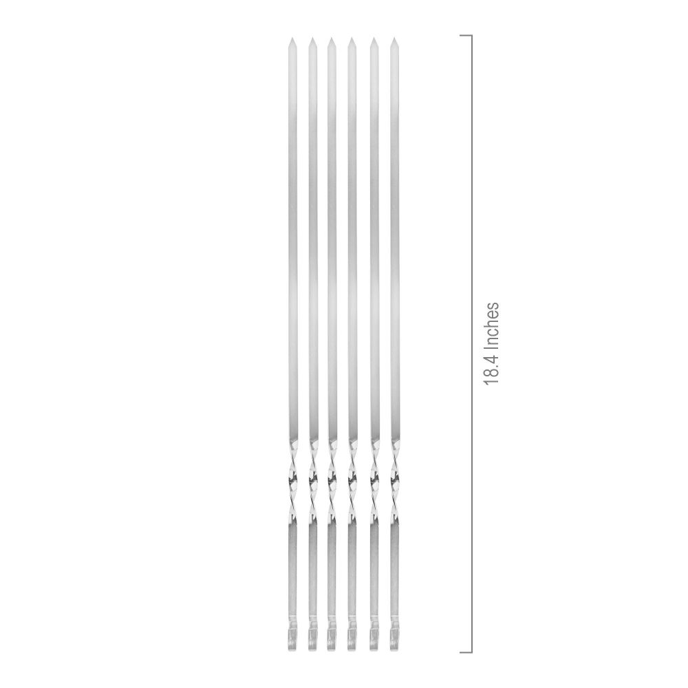 Bhoja Screw Large, 18.4 Inches BBQ Sticks, Ideal For Seekh Kebab, BBQ, Tikka Boti, 6-Pack, BBQ-027