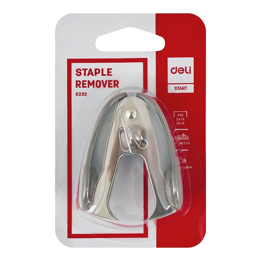 Deli Staple Remover With Lock, 24/6 & 26/6 Staples, 30 Sheet Limit, Grey, E0232