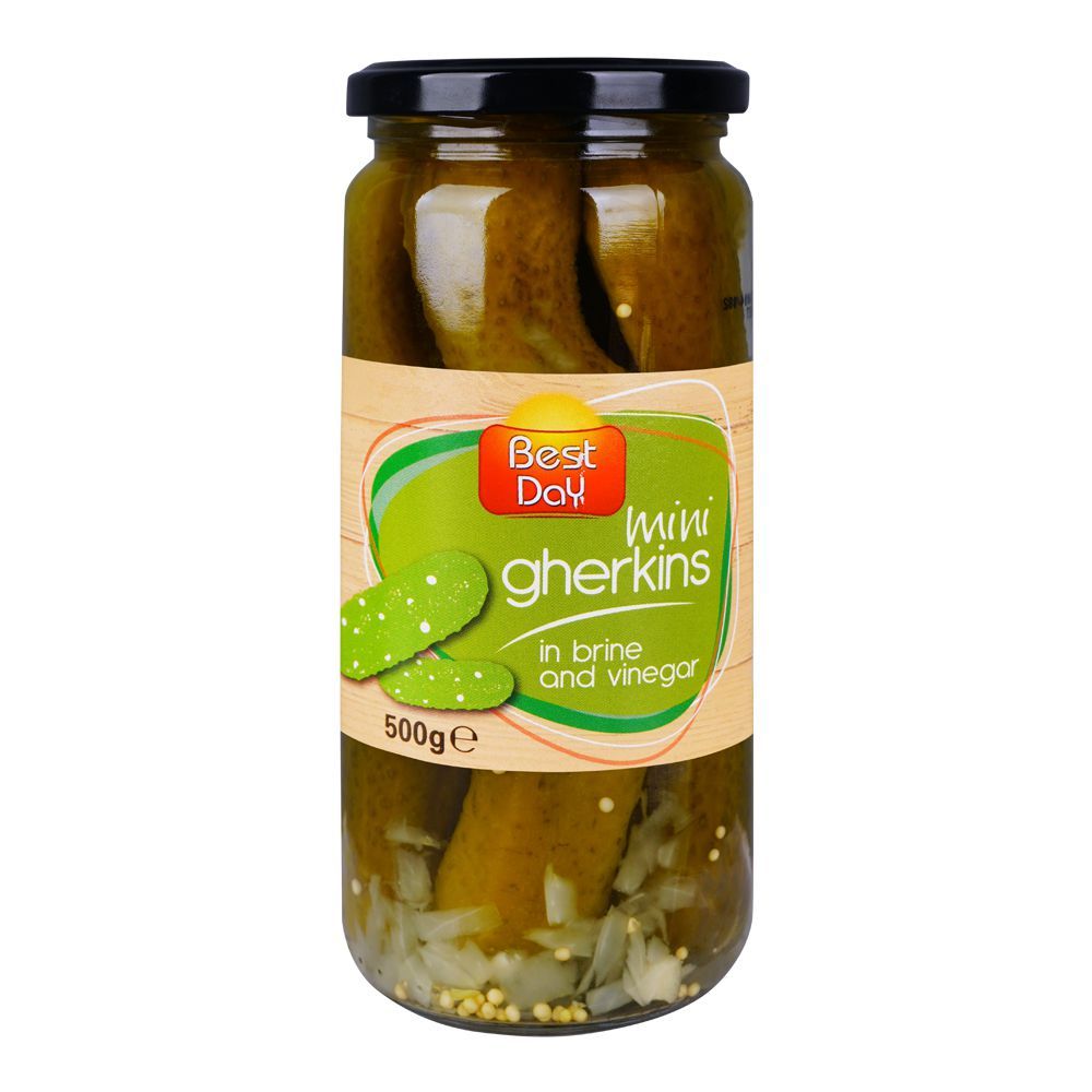 Best Day Mini Gherkins In Brine & Vinegar, 500g