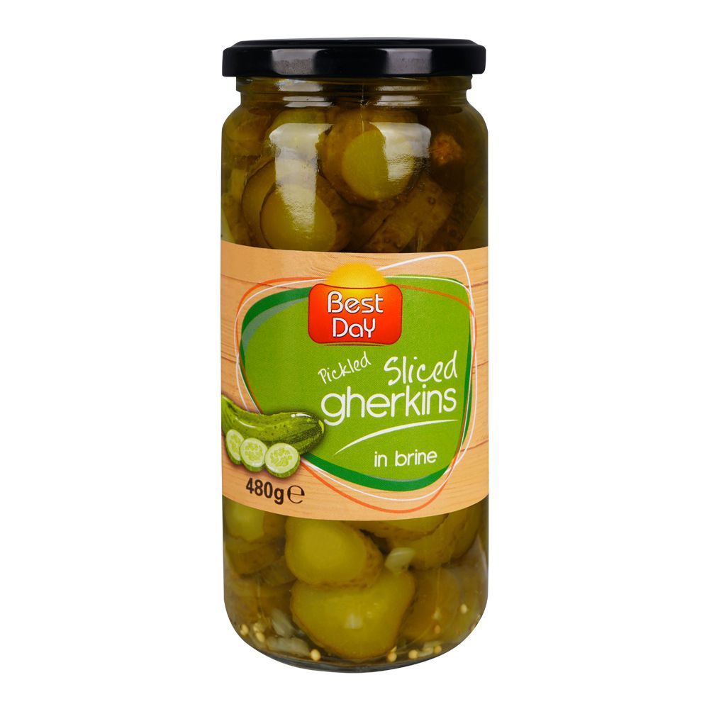 Best Day Sliced Gherkins Pickled In Brine, 480g