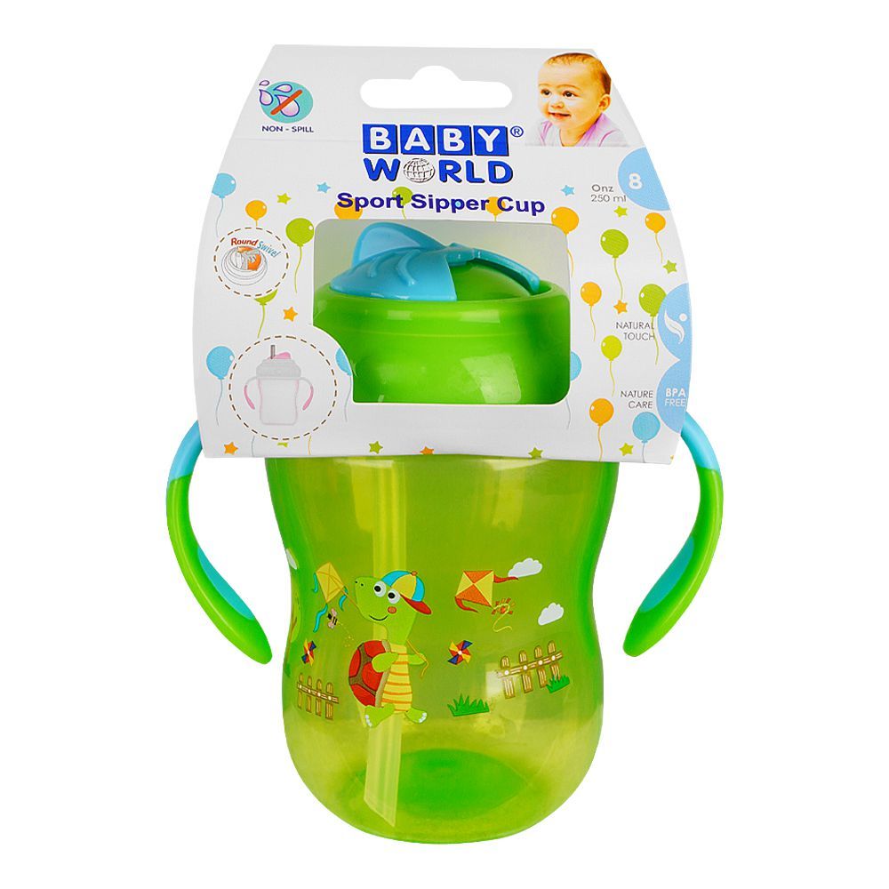 Baby World Sport Sipper Cup, 250ml, Green, BW4040