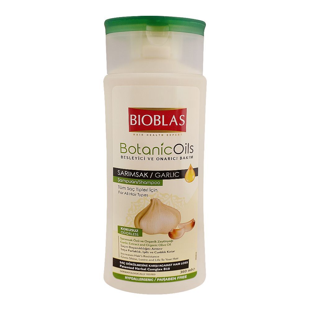 Bioblas Botanic Oil Nourishing And Repairing Care Garlic Shampoo, Prevents Hair Loss, Paraben Free, All Hair Types, 360ml