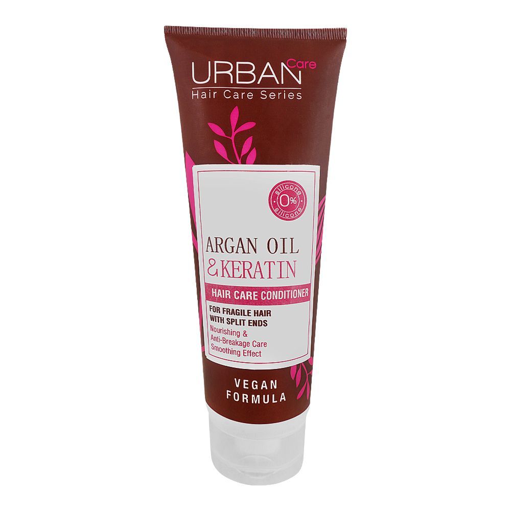 Urban Care Argan Oil & Keratin Hair Care Conditioner, For Fragile Hair, Nourishing & Smoothing, Vegan, 75ml