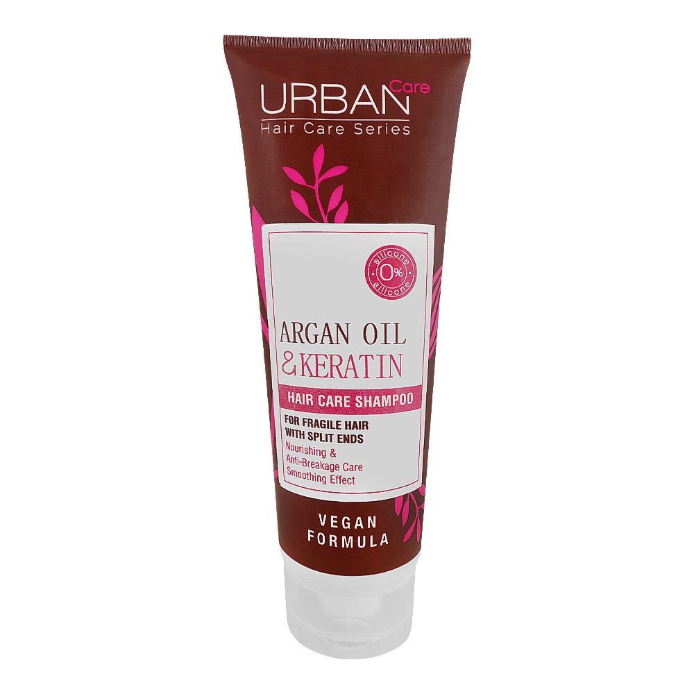 Urban Care Argan Oil & Keratin Hair Care Shampoo, For Fragile Hair, Nourishing & Smoothing, Vegan, 75ml