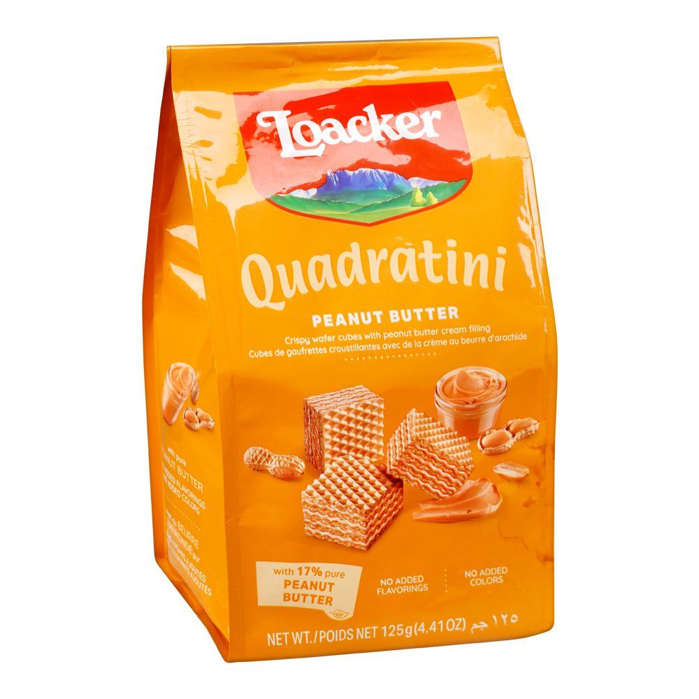 Loacker Quadratini Peanut Butter Wafer, 125g