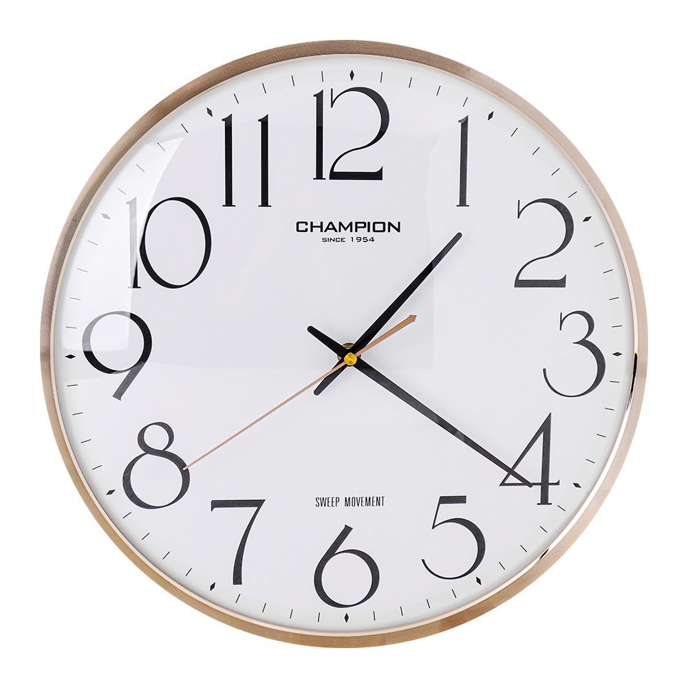 Champion Wall Clock for Home, Office, Kitchen, Bedroom & Living Room Décor, Gold & White, CCB-417