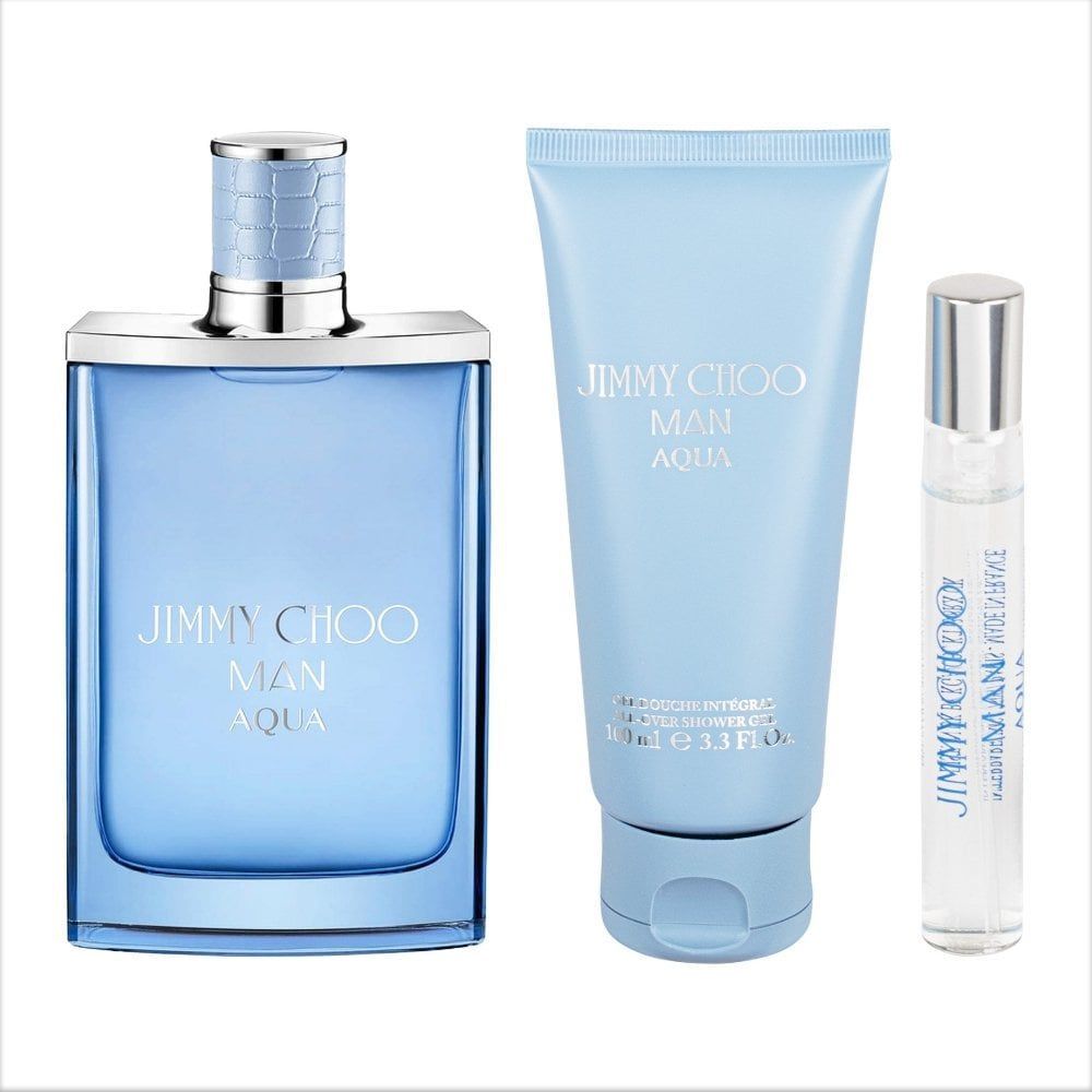 Jimmy Choo Man Aqua Gift Set, Eau de Toilette 100ml + Pocket Eau de Toilette 7.5ml + Shower Gel 100ml, 3-Pieces