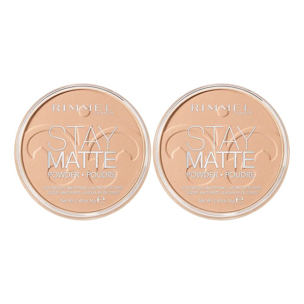 Rimmel Stay Matte Long Lasting Pressed Powder, 005 Silky Beige, 2-Pieces Value Pack