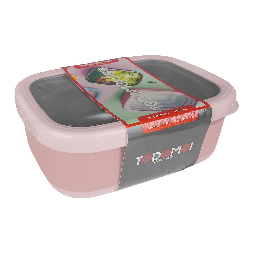 Tedemei Steel Lunch Box, 1.4 Liter Capacity, Pink, 6863