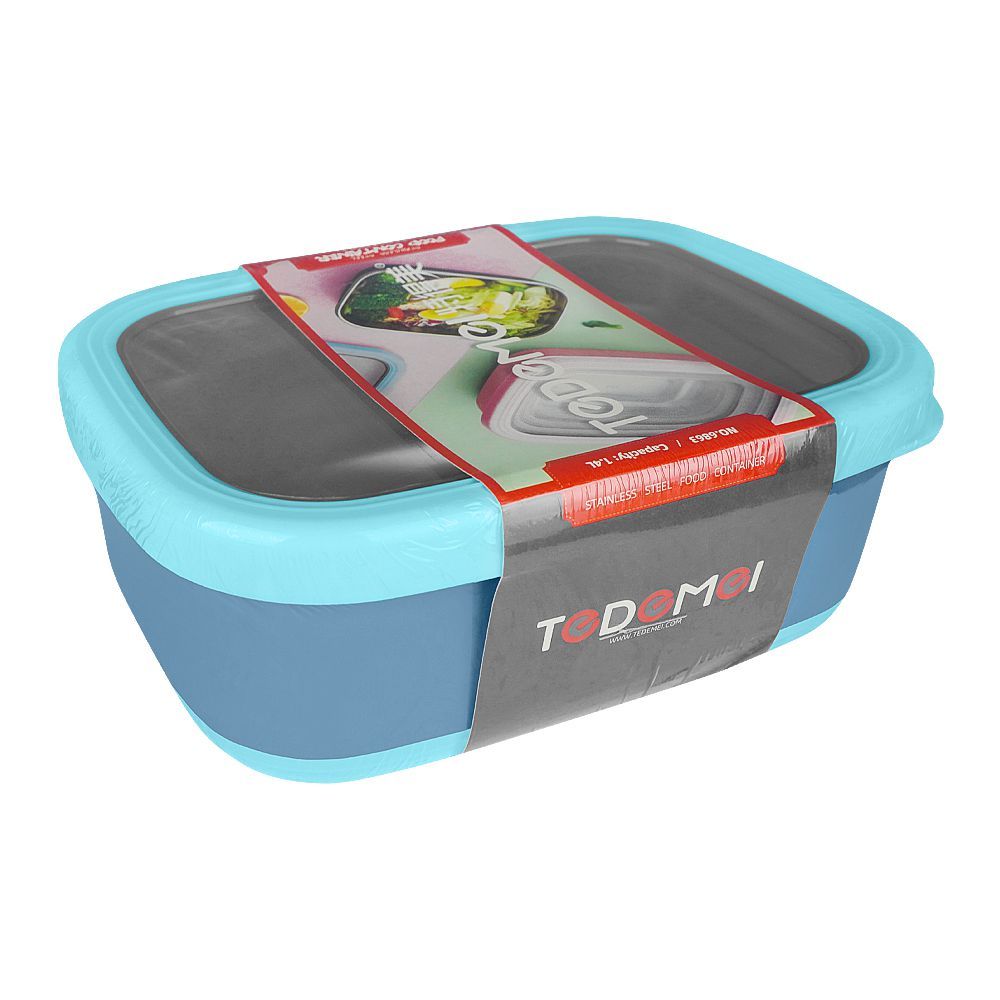 Tedemei Steel Lunch Box, 1.4 Liter Capacity, Blue, 6863