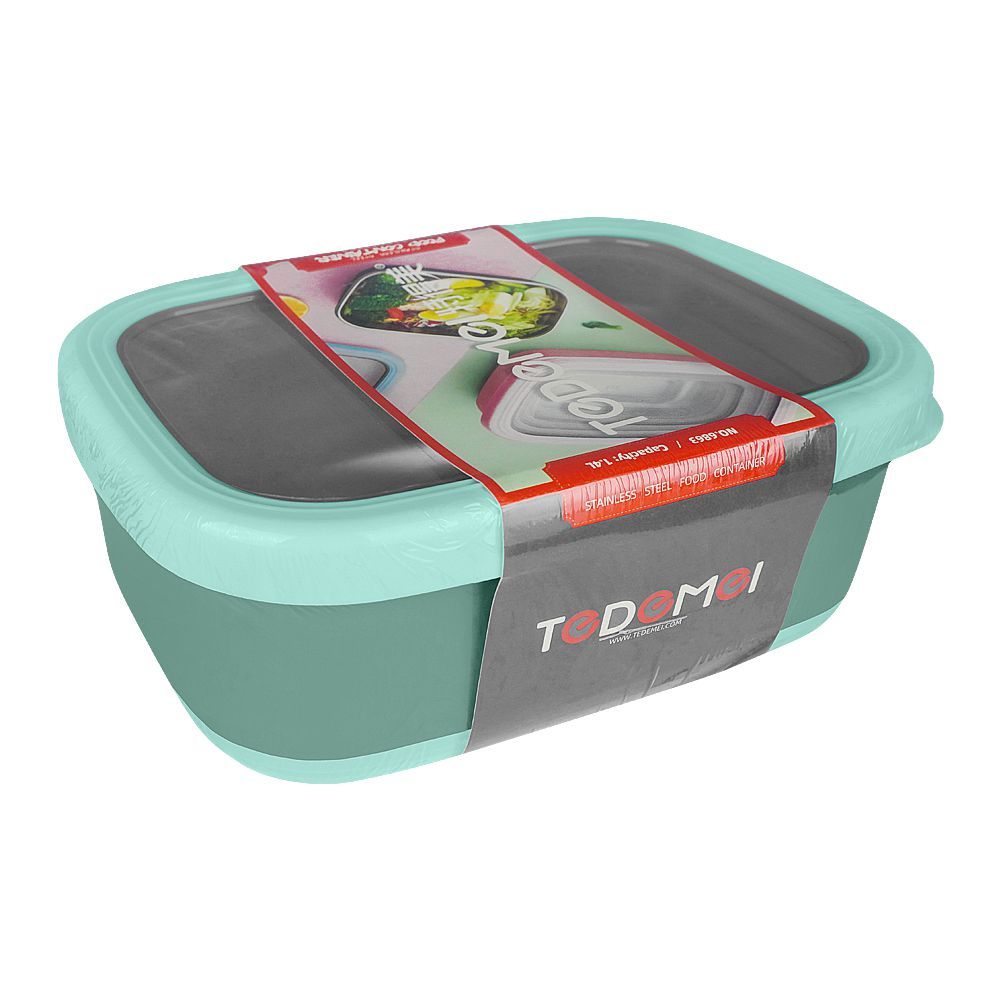 Tedemei Steel Lunch Box, 1.4 Liter Capacity, Green, 6863