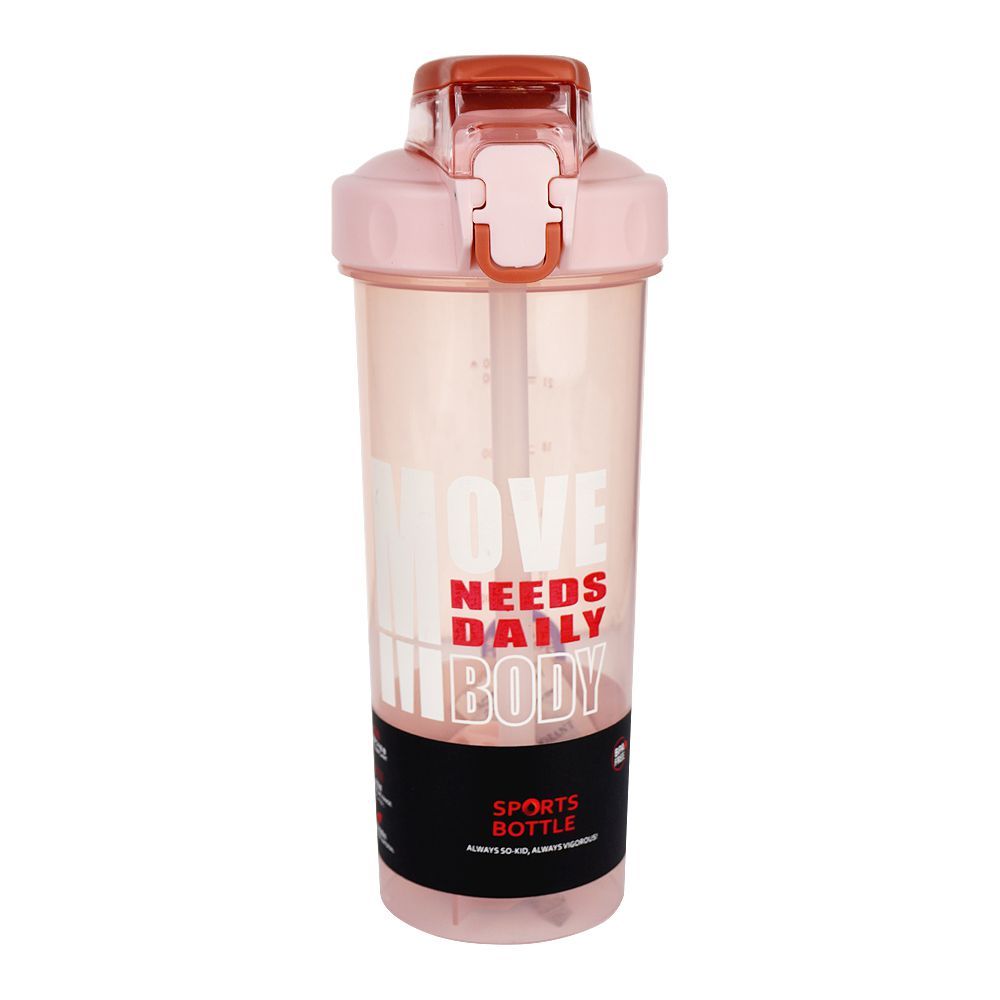 Trendy Plastic Shaker Water Bottle With Straw, One Click Open, 8896, 19cm (H) x 10cm (W), Pink