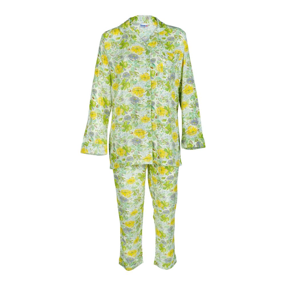 Basix Women's Floral Loungewear, 2-Piece Set, Soothing Forest Green, LW-621