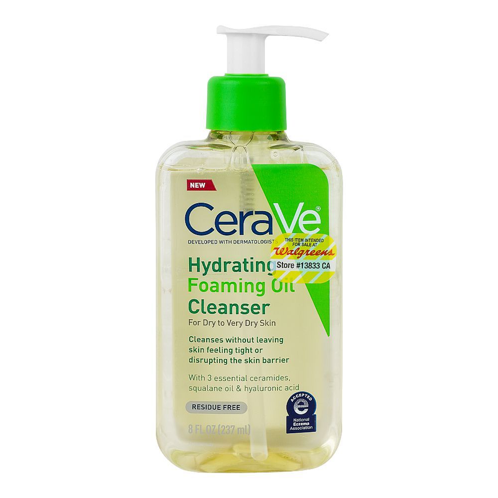 CeraVe Hydrating Foaming Oil Cleanser With Hyaluronic Acid, Ceramides & Squalane Oil, For Dry To Very Skin, 237ml