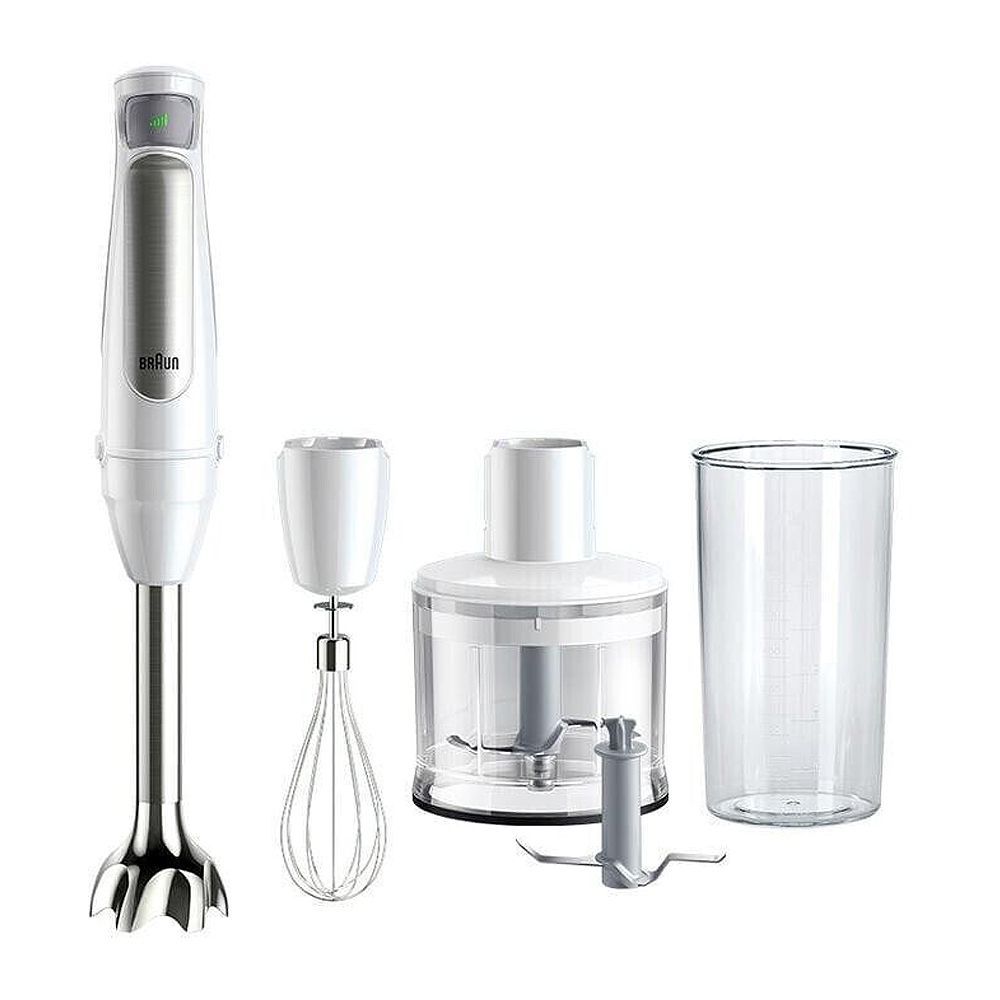 Braun 4-In-1 MultiQuick 7 Hand Blender, 500ml Mini Food Processor, Double Beater, 1000W, White, MQ-7035BI