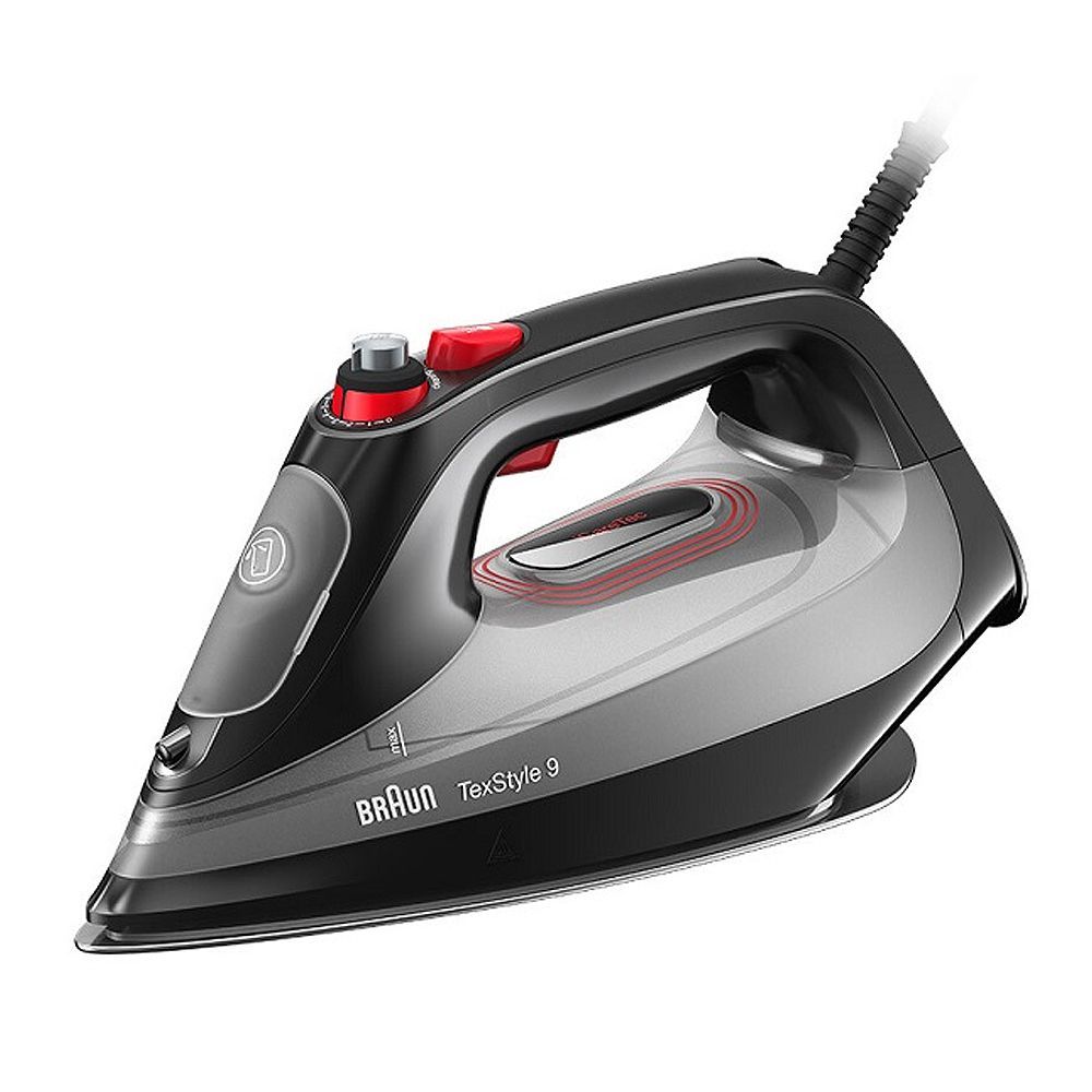 Braun Tex Style 9 Steam Iron With Free Glide 3D & iCare Tech, EloxalPlus, Auto Off, 3100W, Anti Drip, Black, SI-9281BK