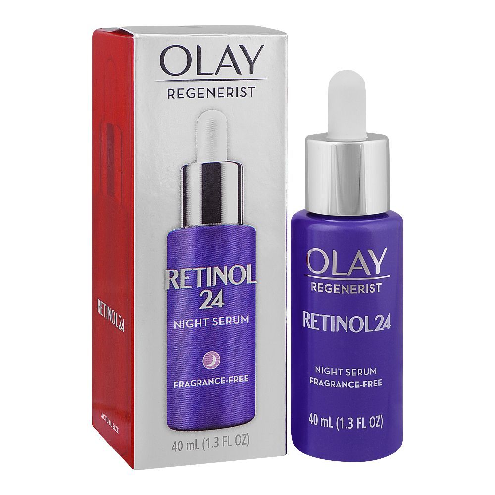 Olay Retinol 24 Night Serum With Vitamin B3, 24 Hours Hydration, Fragrance Free, 40ml