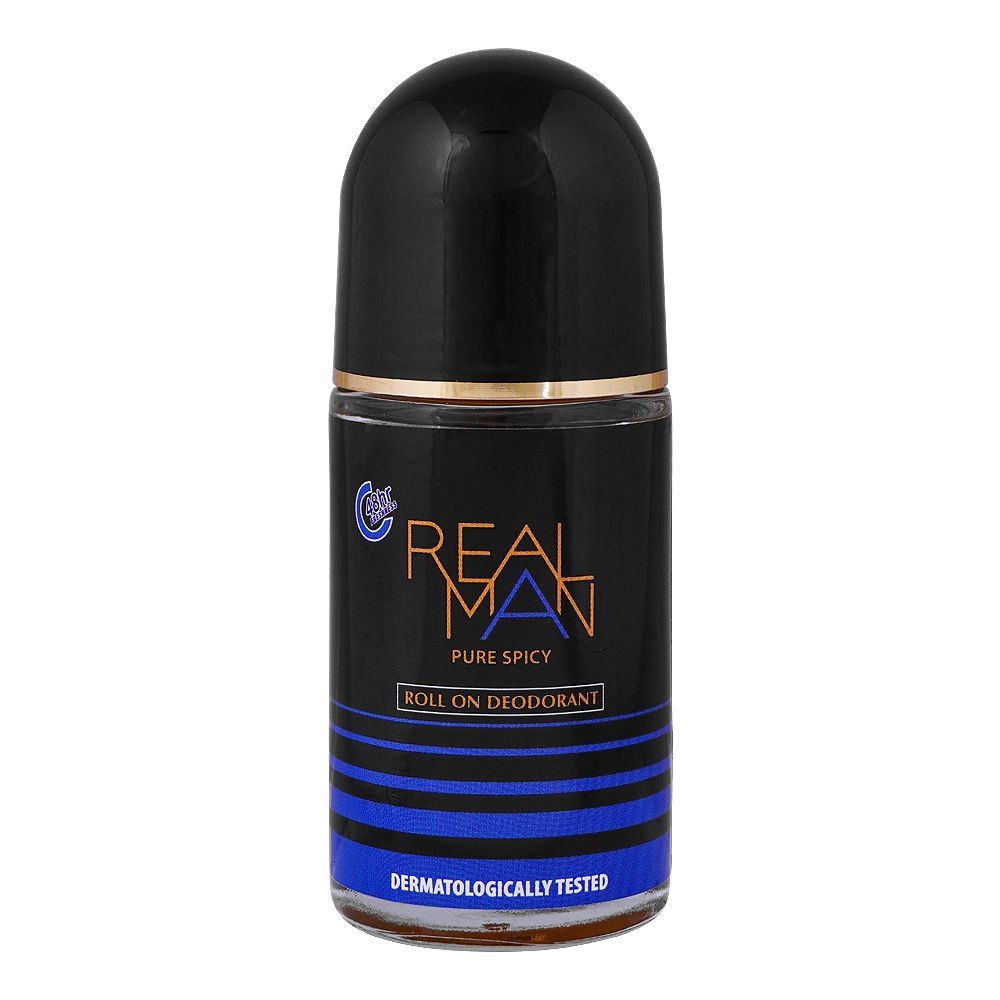 Real Man Pure Spicy Deodorant Roll On, 48 Hours Lasting, Dermatologist Tested, For Men's, 50ml