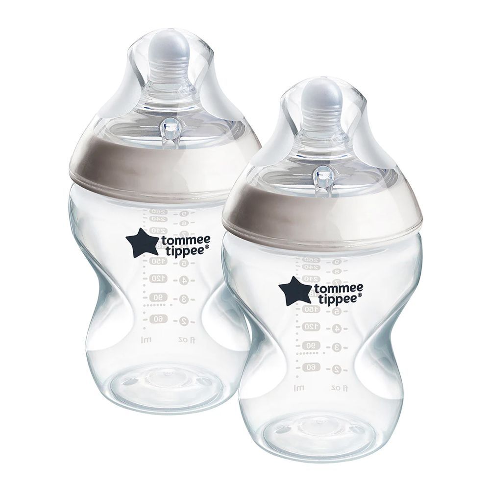 Tommee Tippee Natural Start PP Feeding Bottle, BPA Free, 260ml, For 3 Months +, Medium Flow, 2-Pack, 423907