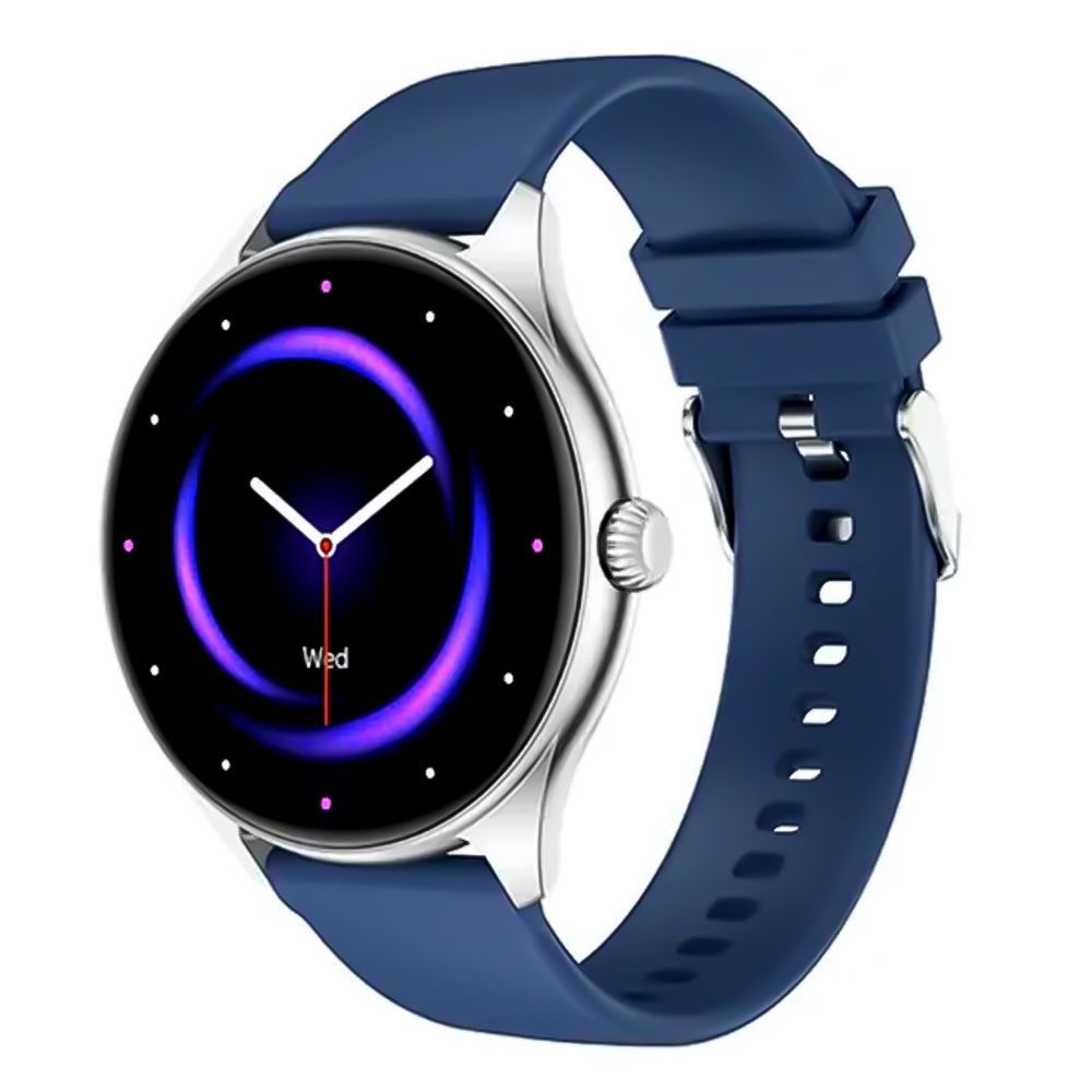 Zero 1.43" Amoled HD Display Vision Smart Watch, BT Calling, IP67 Water Resistant, Silver Dial With Blue Strap