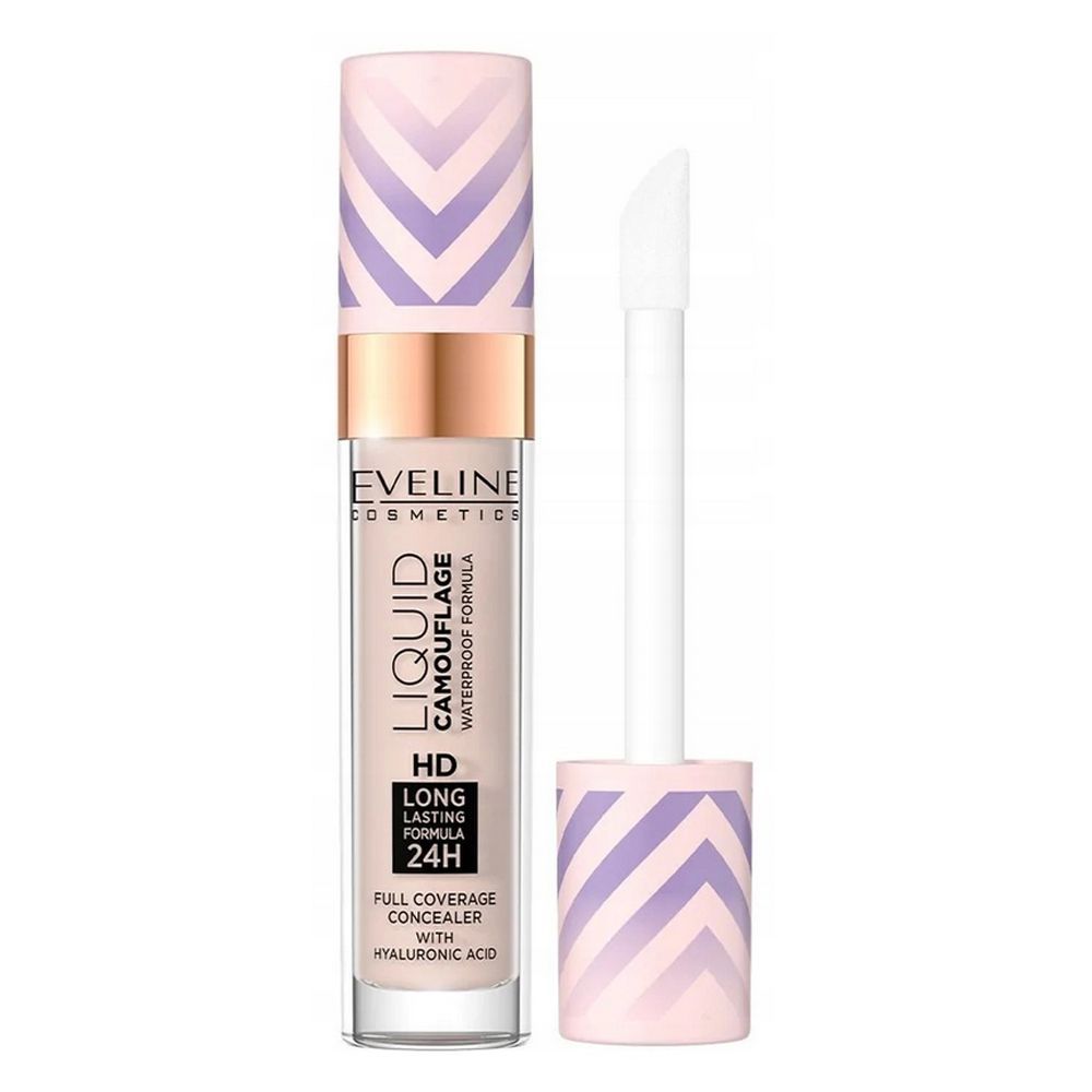 Eveline Liquid Camouflage Full Coverage Concealer With Hyaluronic Acid, 7ml, 02 Light Vanilla