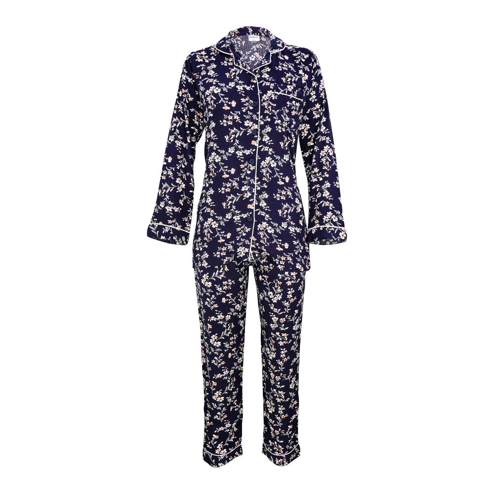 Basix Women's Floral Loungewear, 2-Piece Set, Mid Night Blue & Beige, LW-629