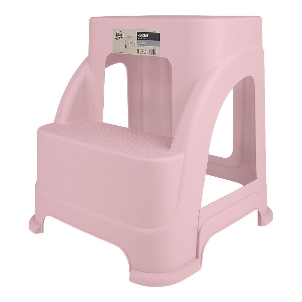 Hobby Life Merdivo Plastic Two Step Stool, Large, Pink, HL.081397