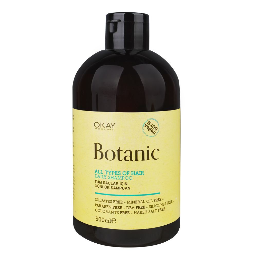 Okay Professionel Botanic Shampoo, Vegan, Paraben & Sulfates Free, For All Hair Types, 500ml