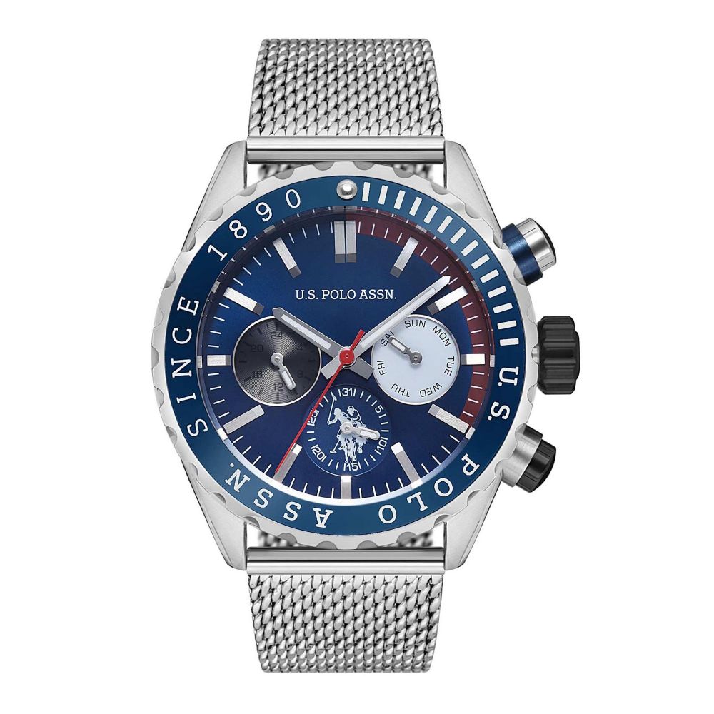 U.S. Polo Assn. Men's Magnetic Strap Round Dial Chronograph Wrist Watch, Blue, USPA1025-02