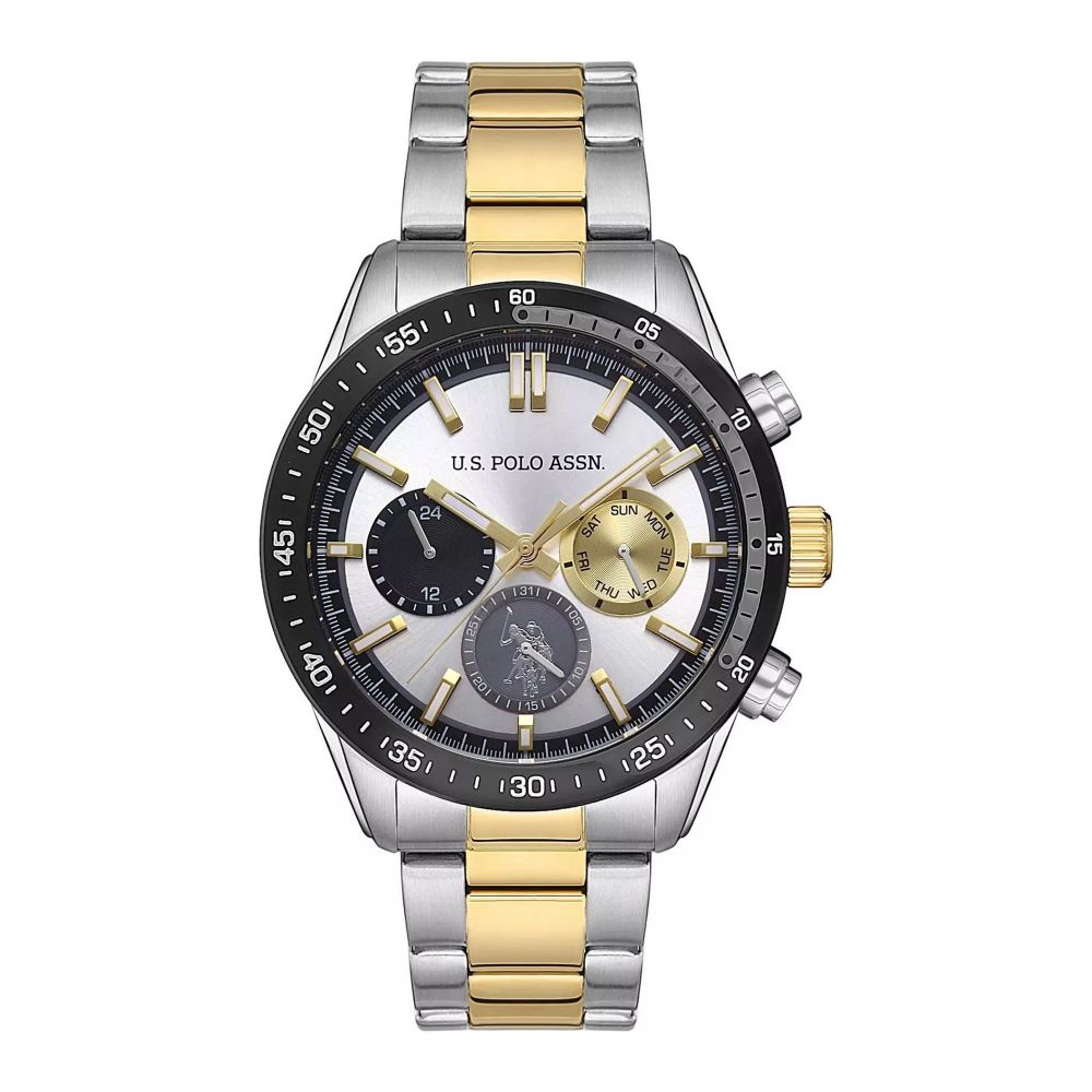 U.S. Polo Assn. Men's Metallic Chain Round Dial Chronograph Wrist Watch, Steel, USPA1044-05