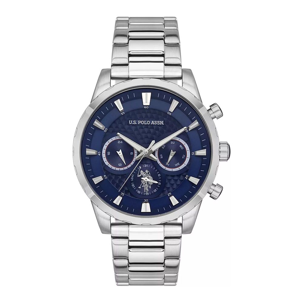 U.S. Polo Assn. Men's Metallic Chain Round Dial Chronograph Wrist Watch, Blue, USPA1055-02