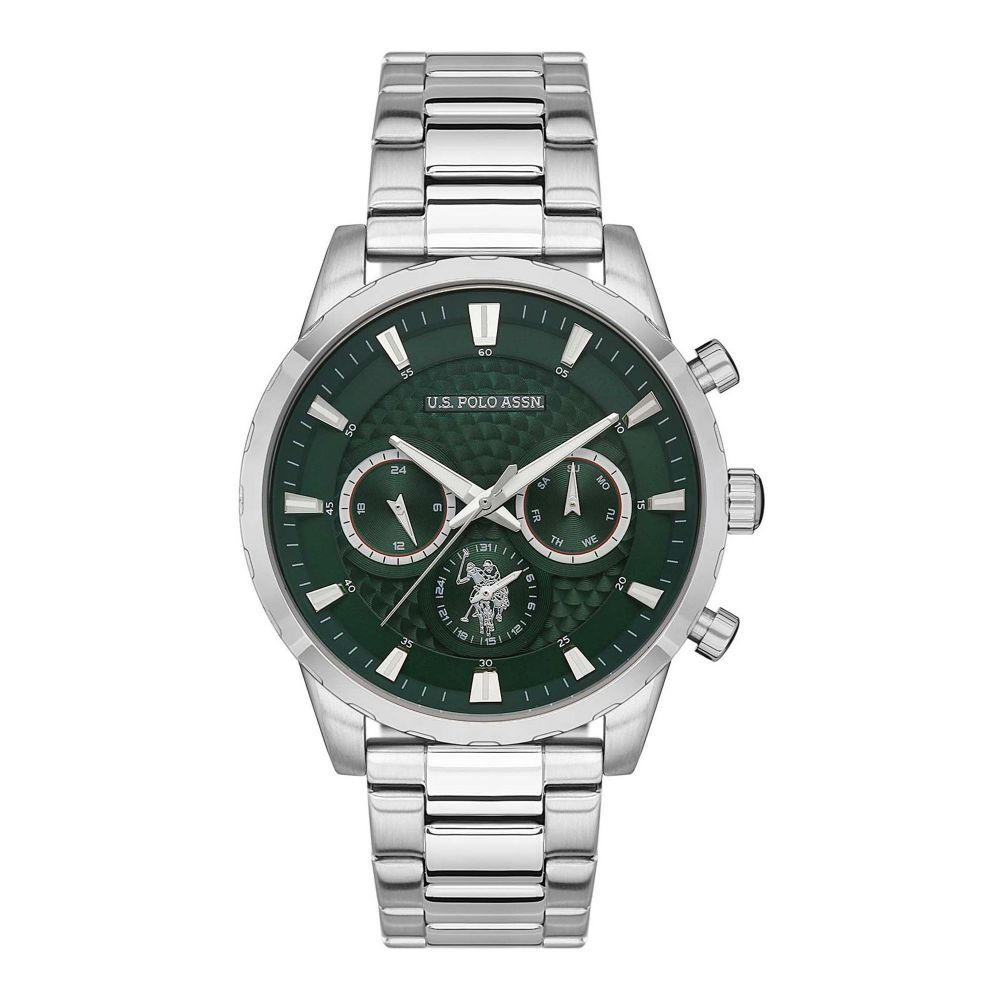 U.S. Polo Assn. Men's Metallic Chain Round Dial Chronograph Wrist Watch, Green, USPA1055-03