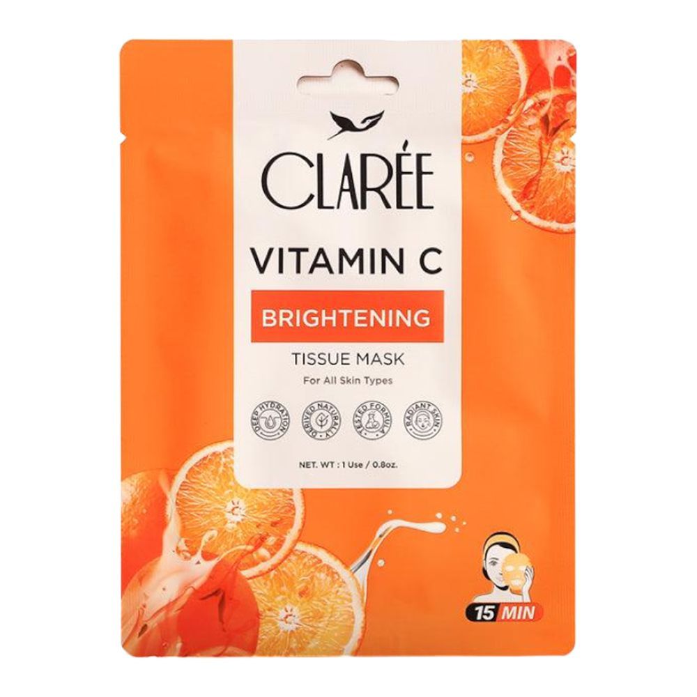 Herbion Naturals Claree Vitamin C Brightening Tissue Mask, For All Skin Types