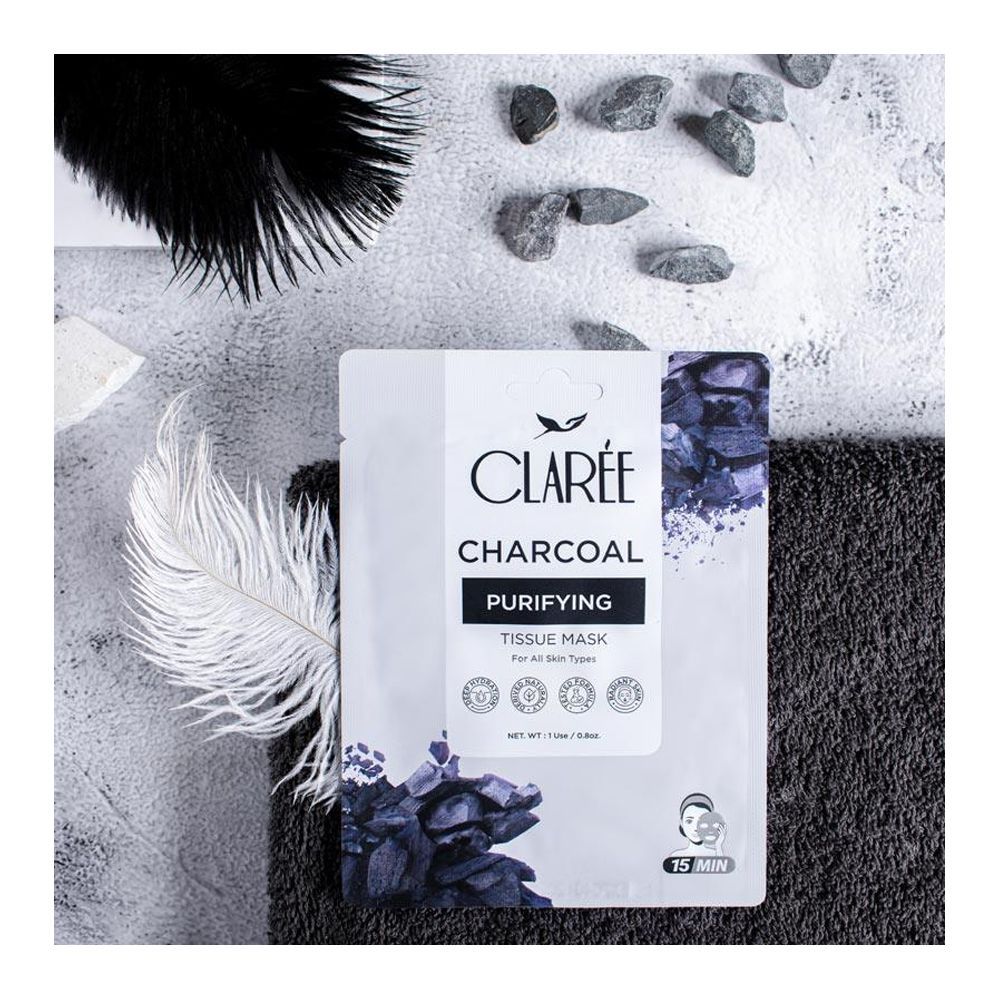 Herbion Naturals Claree Charcoal Purifying Tissue Mask, For All Skin Types