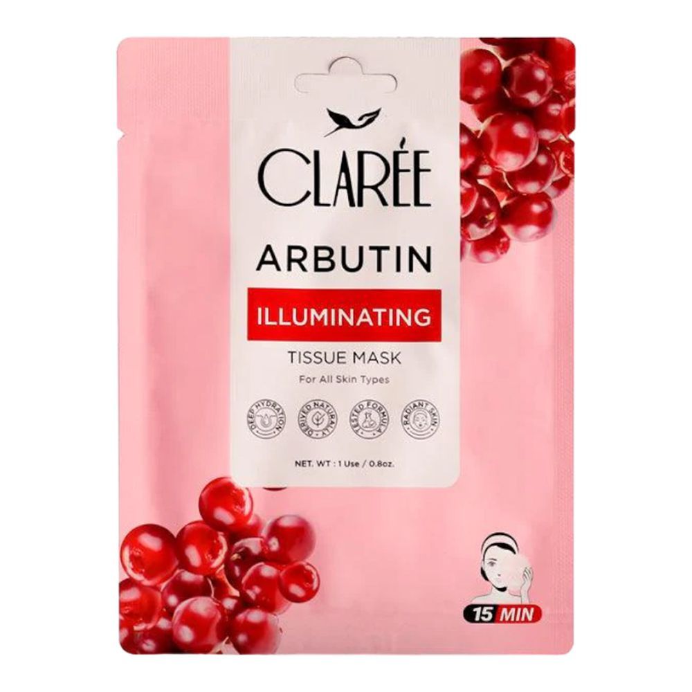 Herbion Naturals Claree Arbutin Illuminating Tissue Mask, For All Skin Types