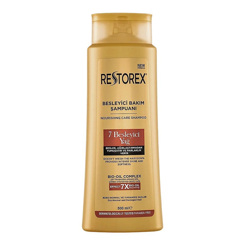 Restorex 7 Nourishing Oils Nourishing Care Shampoo, For Dry, Normal and Damaged Hair, Paraben Free, 500ml