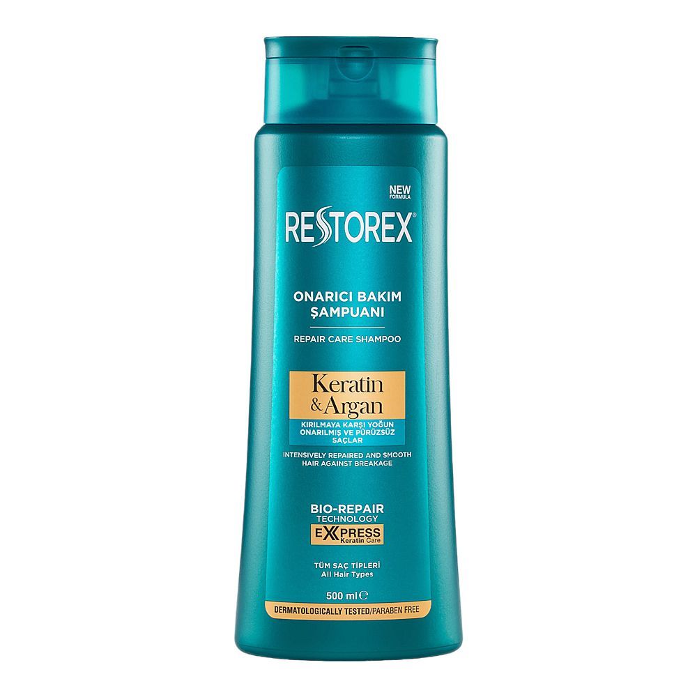 Restorex Keratin & Argan Repair Care Shampoo, For Damaged Hair, 500ml