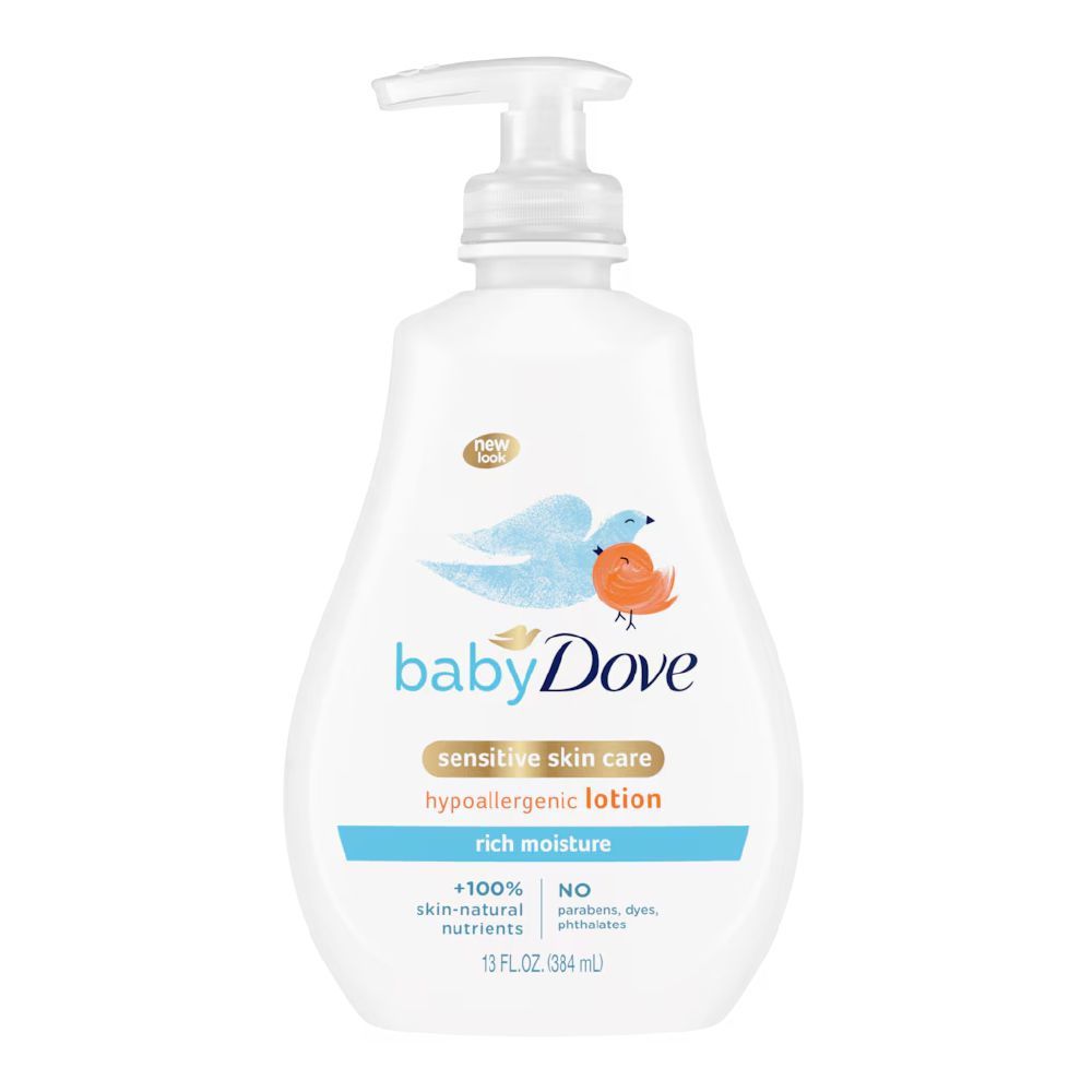 Dove Rich Moisture Sensitive Skin Hypoallergenic Baby Lotion, No Parabens, Cruelty Free, 384ml