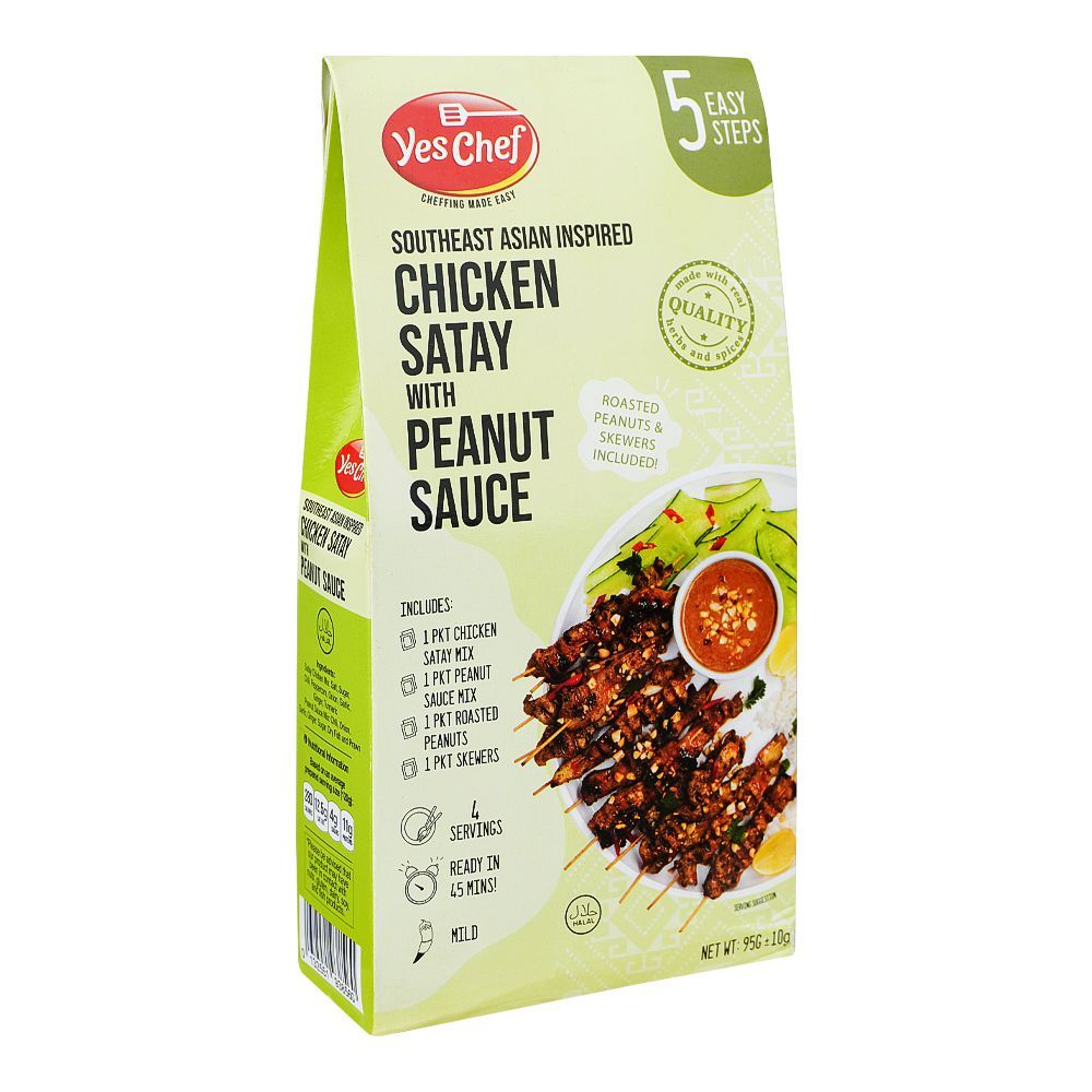 Yes Chef Chicken Satay With Peanut Sauce, 5-Steps, 95g