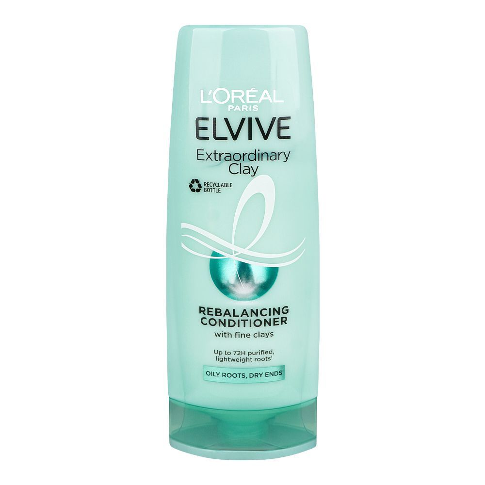 L'Oreal Paris Elvive Extraordinary Clay Rebalancing Conditioner, For Oily Roots and Dry Ends, 300ml