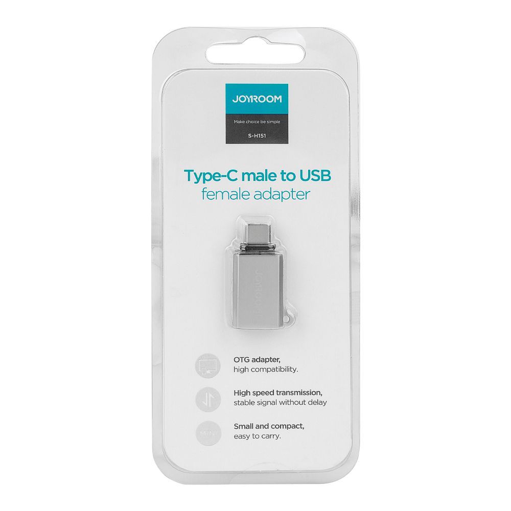 Joyroom Type-C Male To USB Female Adapter, Pearl Nickel, S-H151