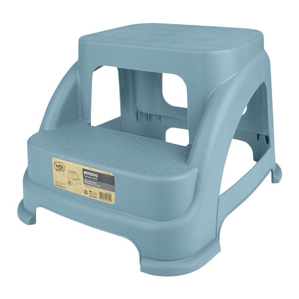 Hobby Life Merdivo Plastic Two Step Stool, Blue, HL.081398