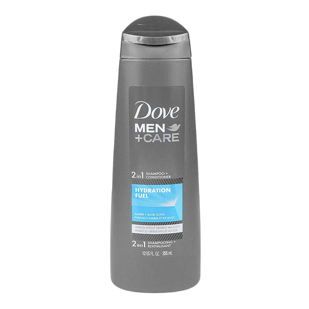 Dove Men+Care 2 in 1 Shampoo and Conditioner With Hydration Fuel, For Healthy Hair, 355ml